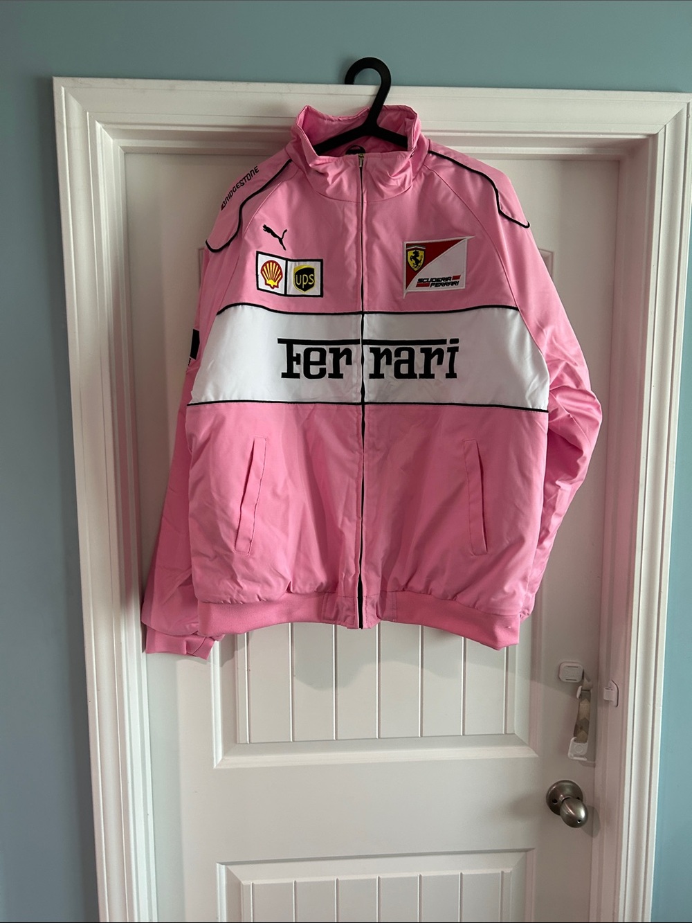 Ferrari Pink and White Team Jacket with Logos
